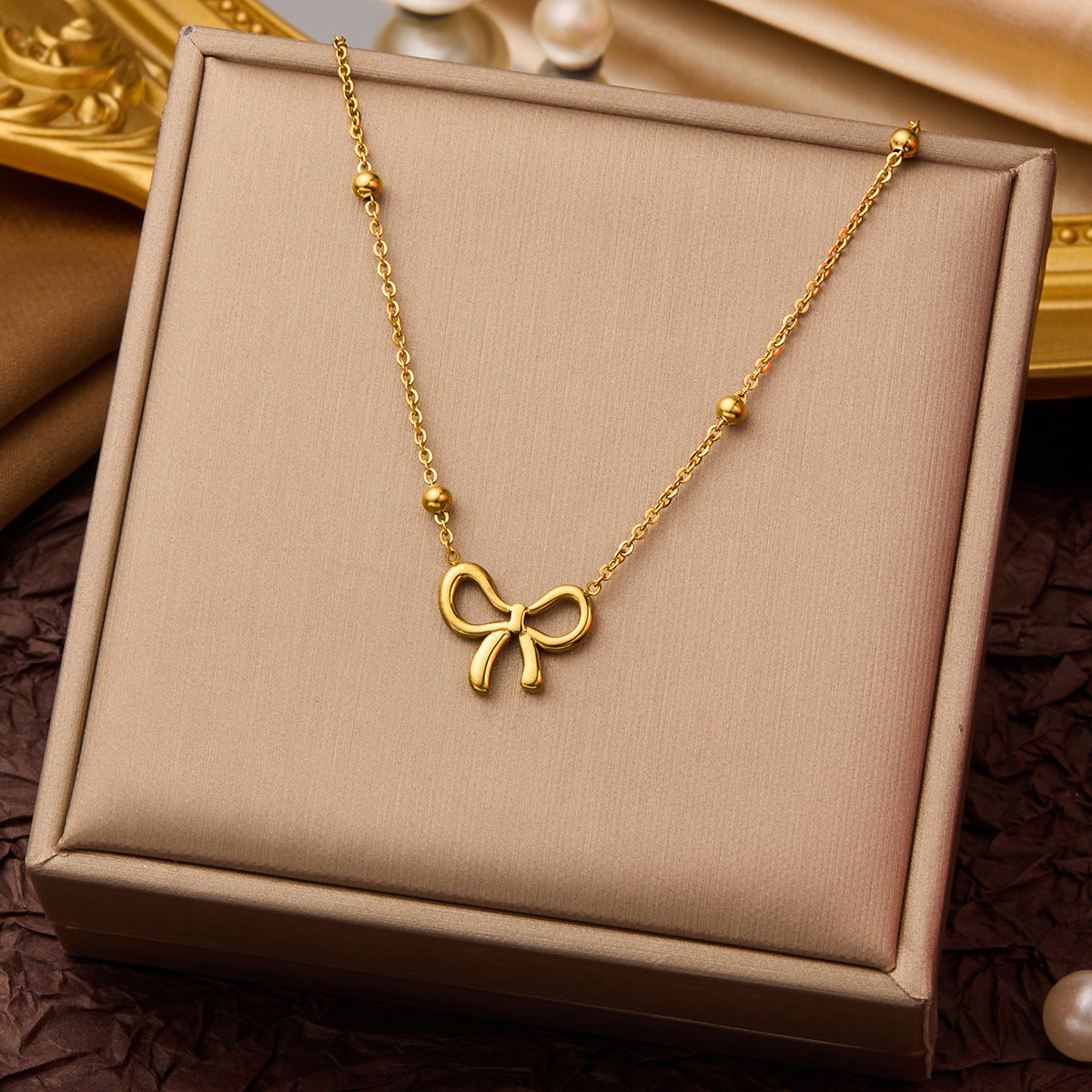 Beanie Bow 304 Stainless Steel Non Tarnish Pendant Necklace