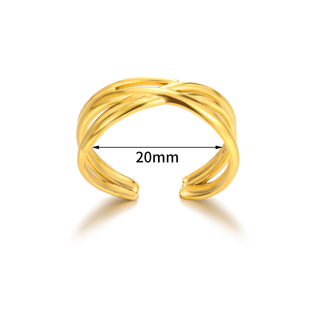 Simple style classic twist 304 Stainless Steel Elegant Finger Ring Adjustable