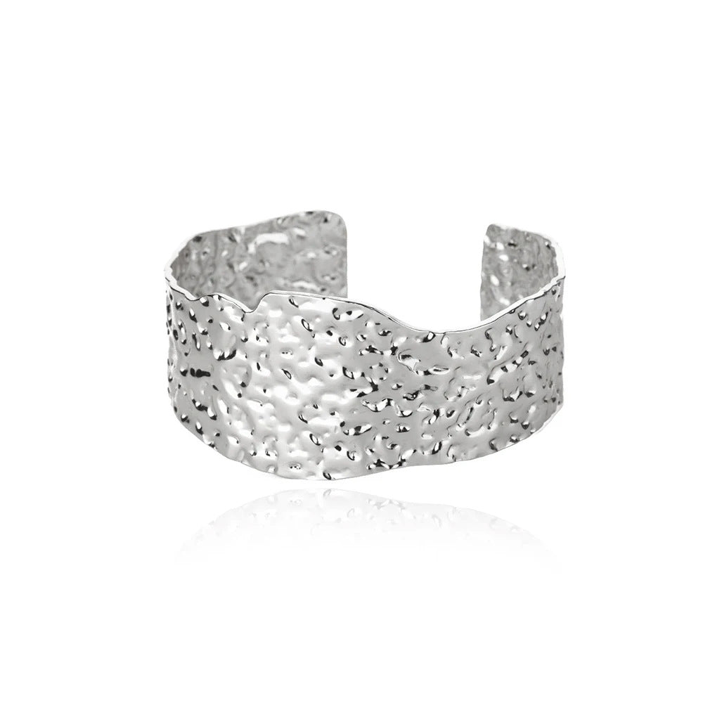 Silver Geometric Waterproof Non Tarnish Hollow Out Bangle 304 Stainless Steel