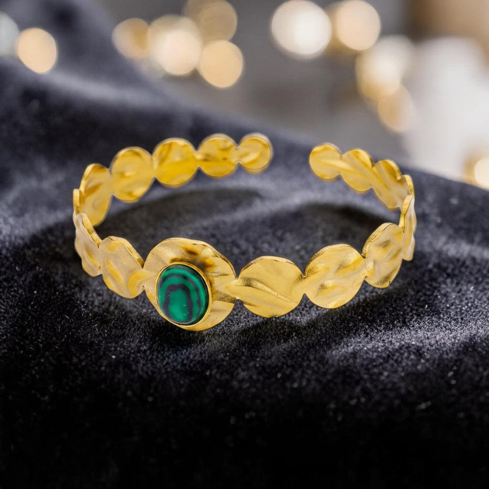 Natural Stone 18K Real Gold Plated 304 Stainless Steel Bracelet