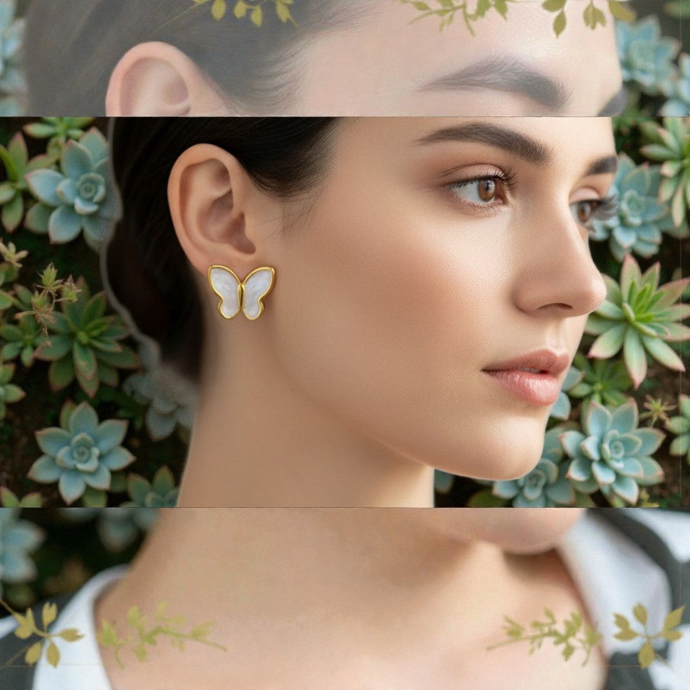Butterfly 304 Stainless steel 18k gold plated earrings