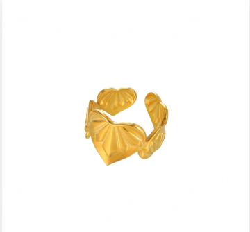 Heart Shape Twist 304 Stainless Steel Elegant Finger Ring Adjustable
