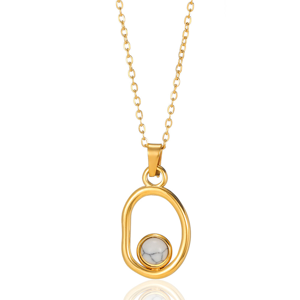 Pearl in Oval 304 Stainless Steel Non Tarnish Pendant Necklace