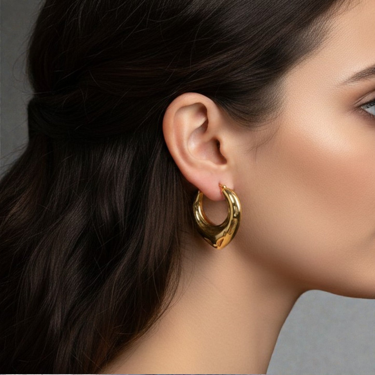 Oval shape 304 Stainless steel 18k gold plated earrings
