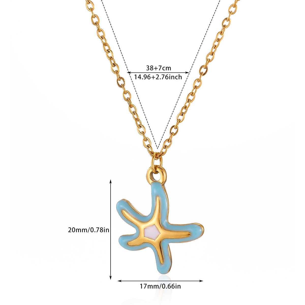 Sun Palm Starfish zircon 304 Stainless Steel Non Tarnish Pendant Necklace