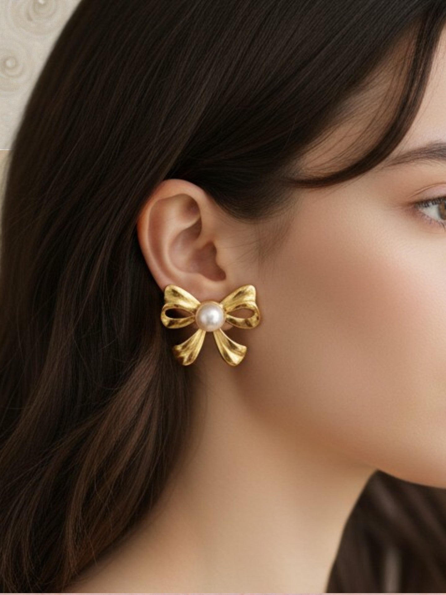 Bow and Pearl 304 Stainless steel earrings