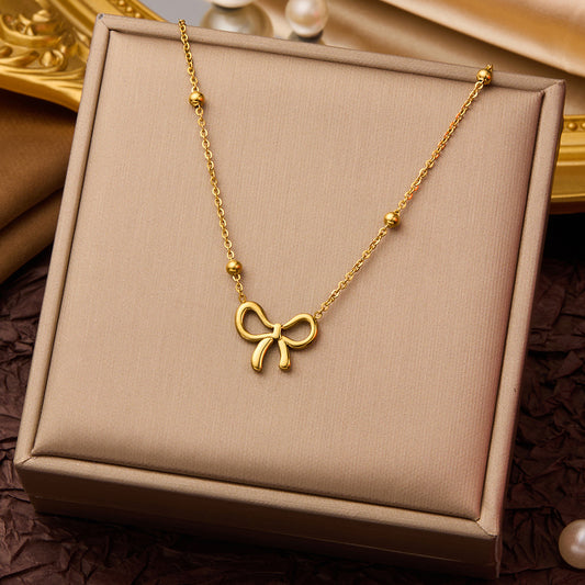 Beanie Bow 304 Stainless Steel Non Tarnish Pendant Necklace