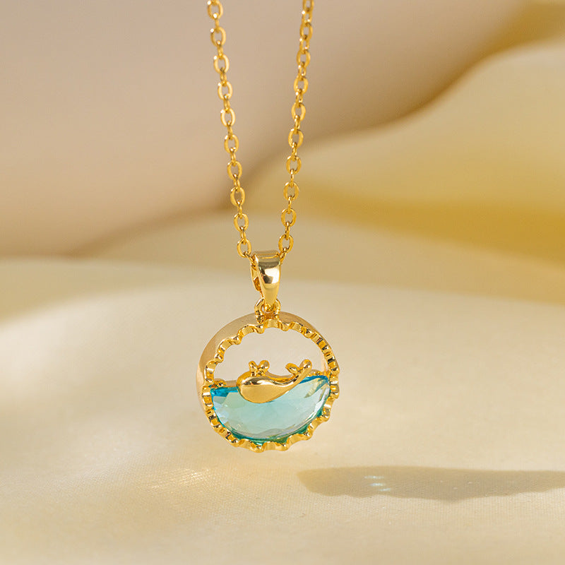 Whale in water 304 Stainless Steel Non Tarnish Pendant Necklace