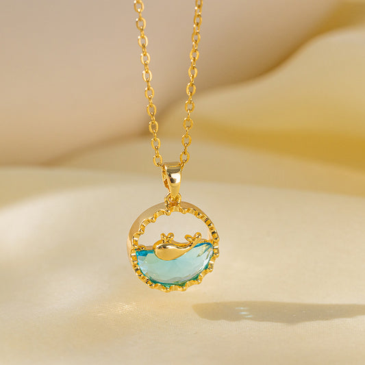 Whale in water 304 Stainless Steel Non Tarnish Pendant Necklace