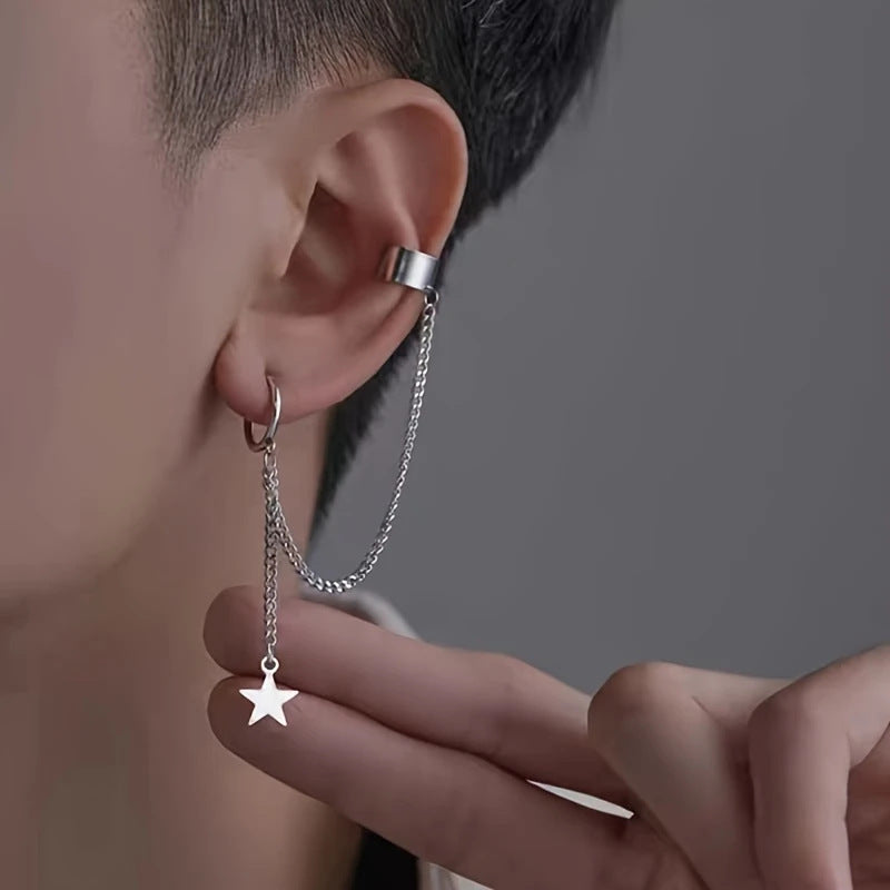 Funky long chain star stud