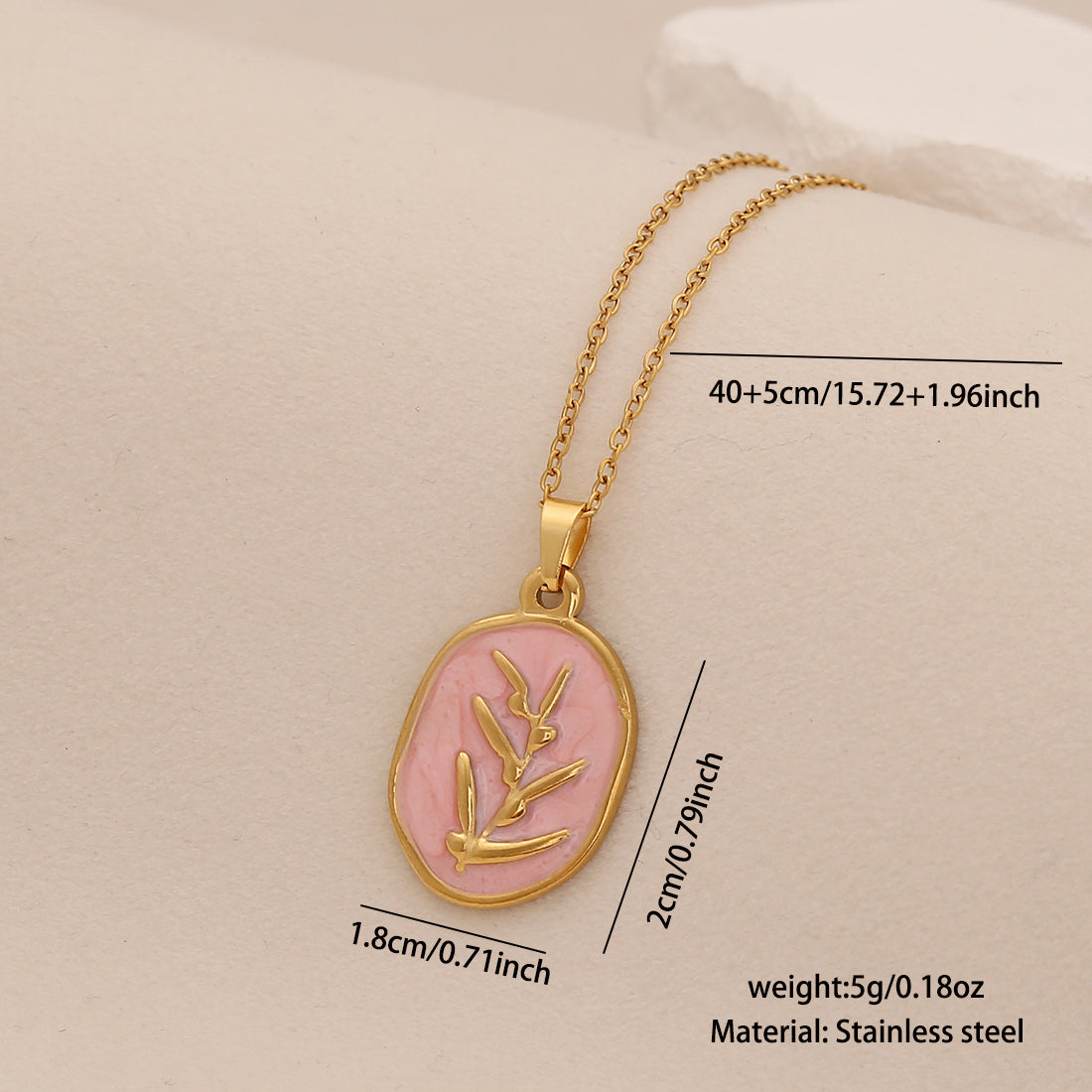 Flower Branch 304 Stainless Steel Non Tarnish Pendant Necklace