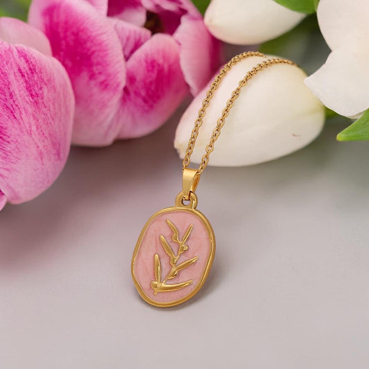 Flower Branch 304 Stainless Steel Non Tarnish Pendant Necklace