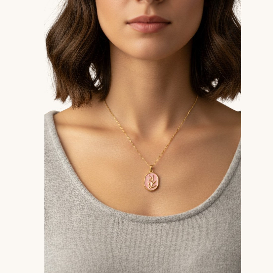 Flower Branch 304 Stainless Steel Non Tarnish Pendant Necklace
