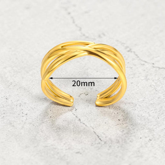 Simple style classic twist 304 Stainless Steel Elegant Finger Ring Adjustable