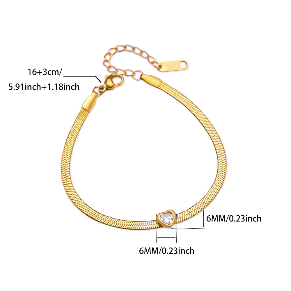 Versatile Heart Shaped white stone 304 Stainless Steel Bracelet