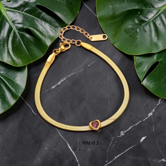 Versatile Heart Shaped terracotta stone 304 Stainless Steel Bracelet