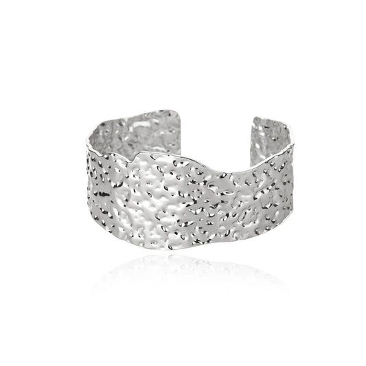 Silver Geometric Waterproof Non Tarnish Hollow Out Bangle 304 Stainless Steel