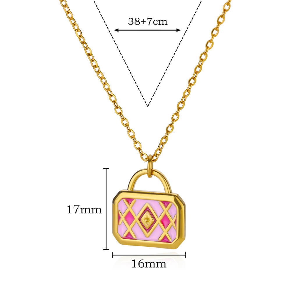 Pink Stylish Bag  304 Stainless Steel Non Tarnish Pendant Necklace