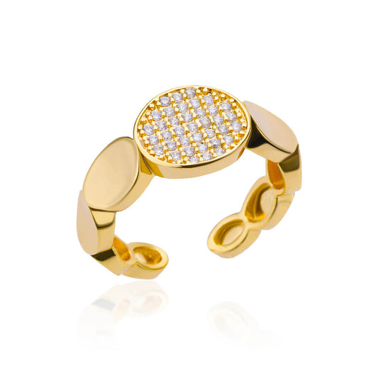 Classy small stones 304 Stainless Steel Elegant Finger Ring Adjustable