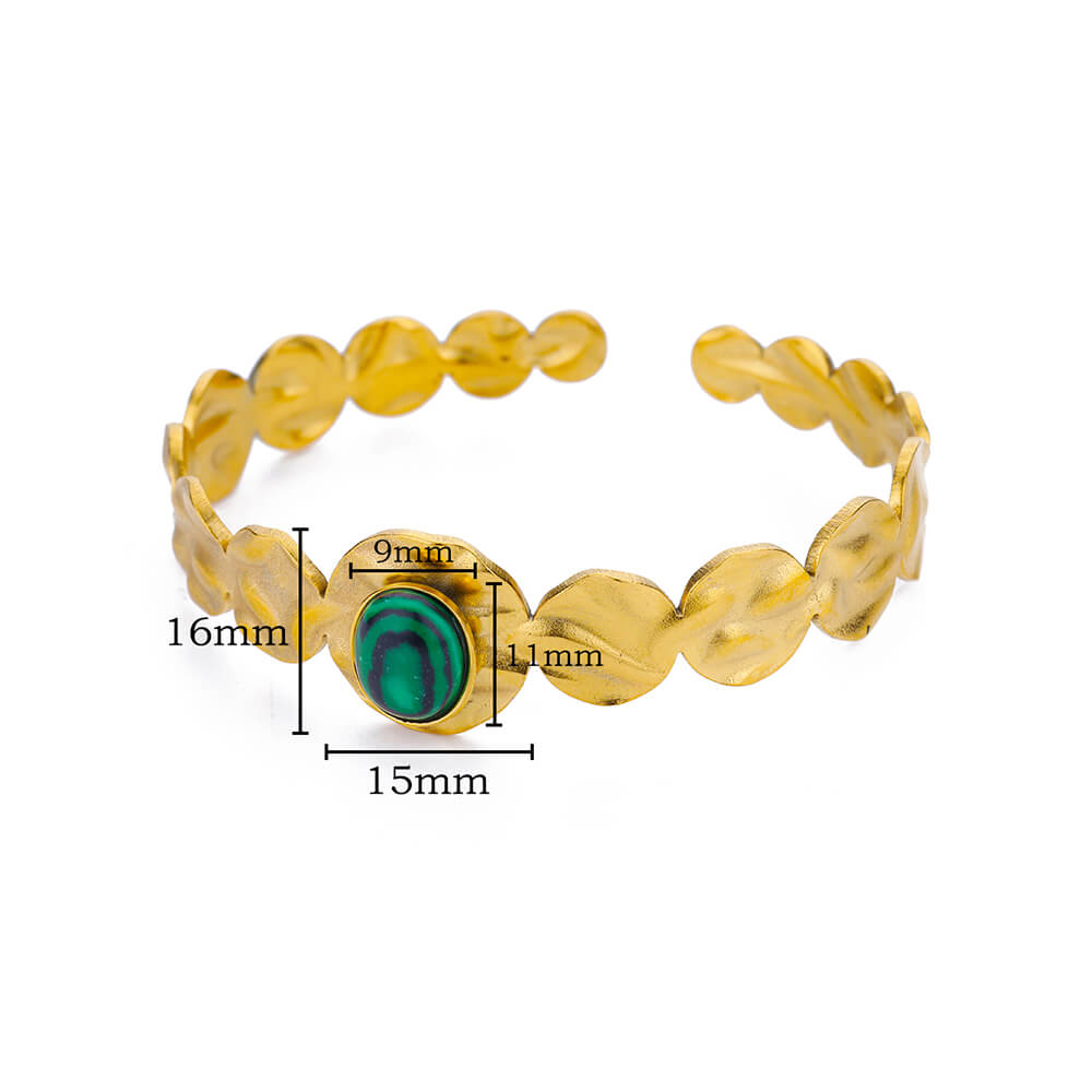 Natural Stone 18K Real Gold Plated 304 Stainless Steel Bracelet