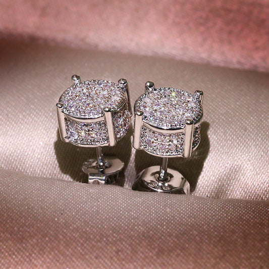 Luxury white stone stainless steel stud