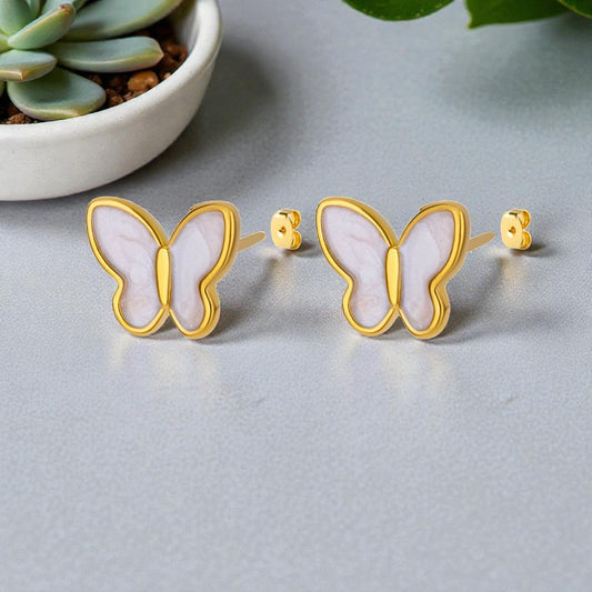 Butterfly 304 Stainless steel 18k gold plated earrings