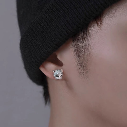 Leopard shape with zircone stones stainless steel stud