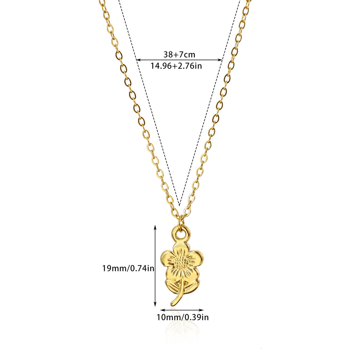 Golden sunflower  304 Stainless Steel Non Tarnish Pendant Necklace