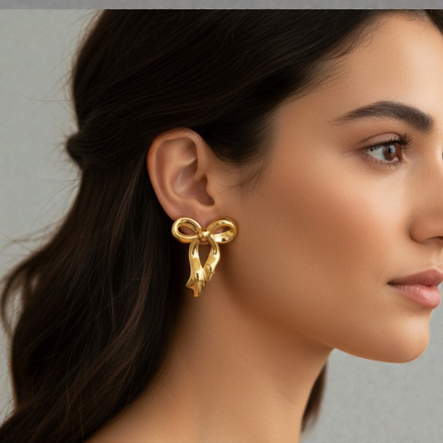 Bow 304 Stainless steel 18k gold plated earrings