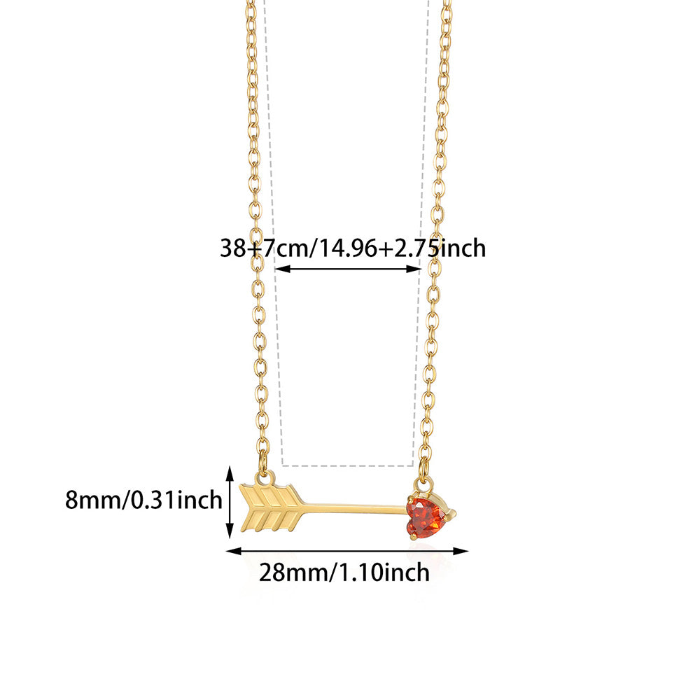 Red Heart Arrow Pendant  304 Stainless Steel Non Tarnish Pendant Necklace
