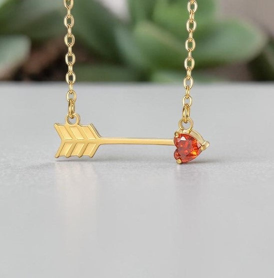 Red Heart Arrow Pendant  304 Stainless Steel Non Tarnish Pendant Necklace