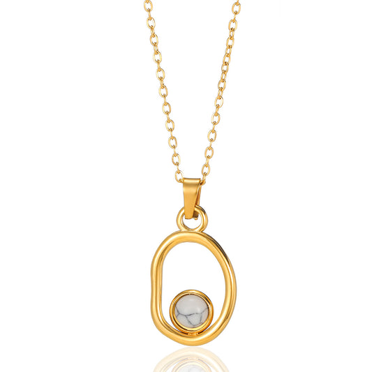 Pearl in Oval  304 Stainless Steel Non Tarnish Pendant Necklace
