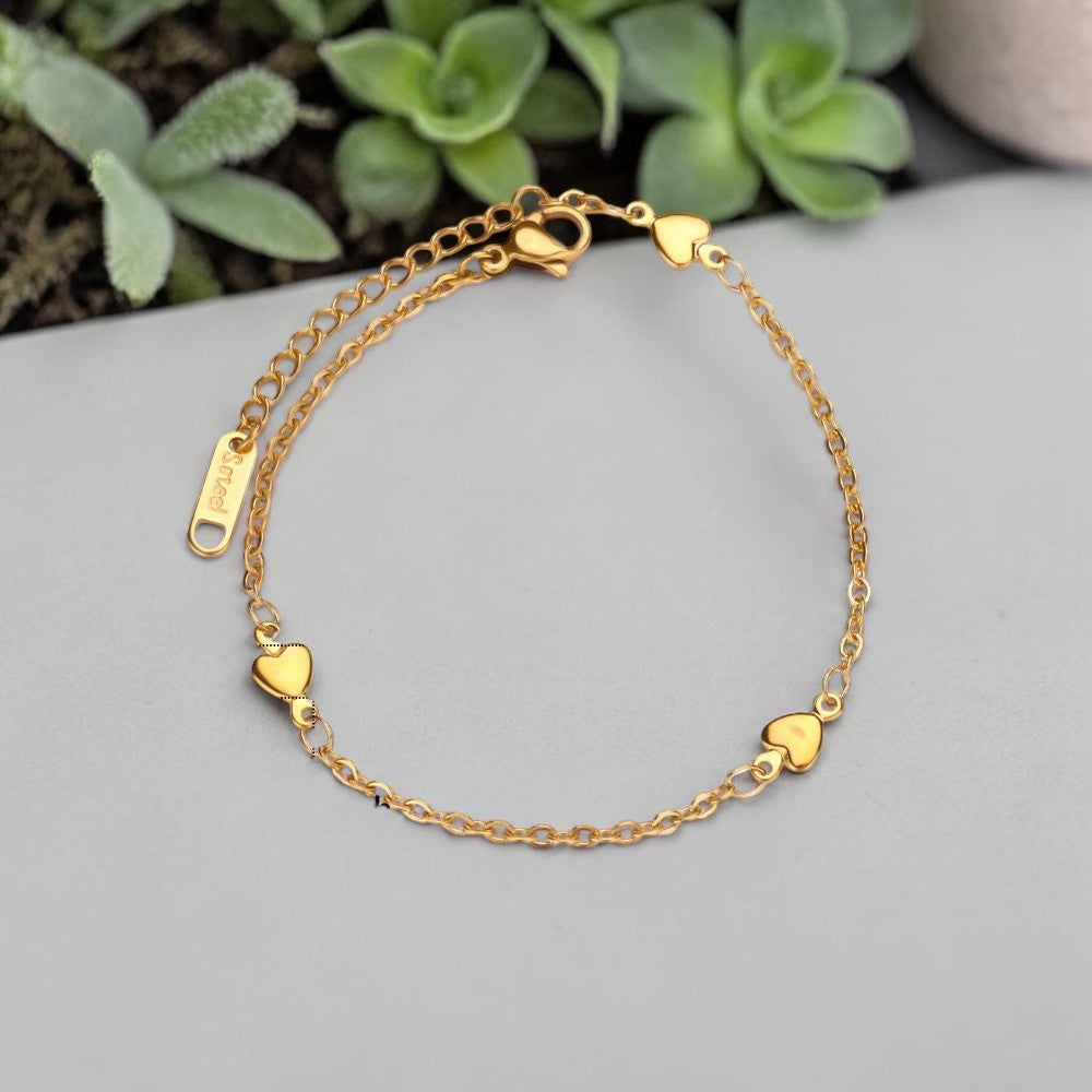Cute heart shape 18k gold plated 304 Stainless Steel Bracelet