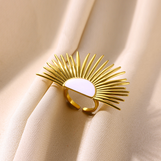 Beach style Half sunny 304 Stainless Steel Finger Ring Adjustable