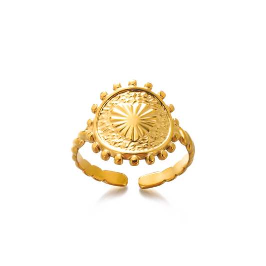 Sun Heart 304 Stainless Steel Elegant Finger Ring Adjustable