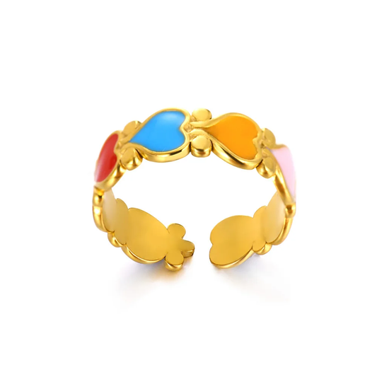 Heart shape High-end Oil Drop 304 Stainless Steel Elegant Finger Ring Adjustable