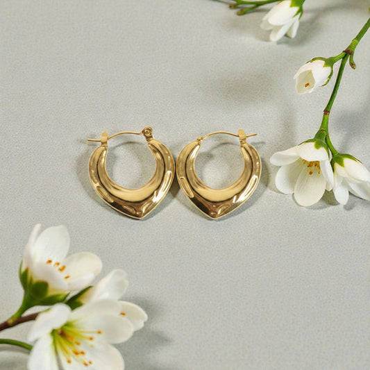 Oval  shape 304 Stainless steel 18k gold plated earrings