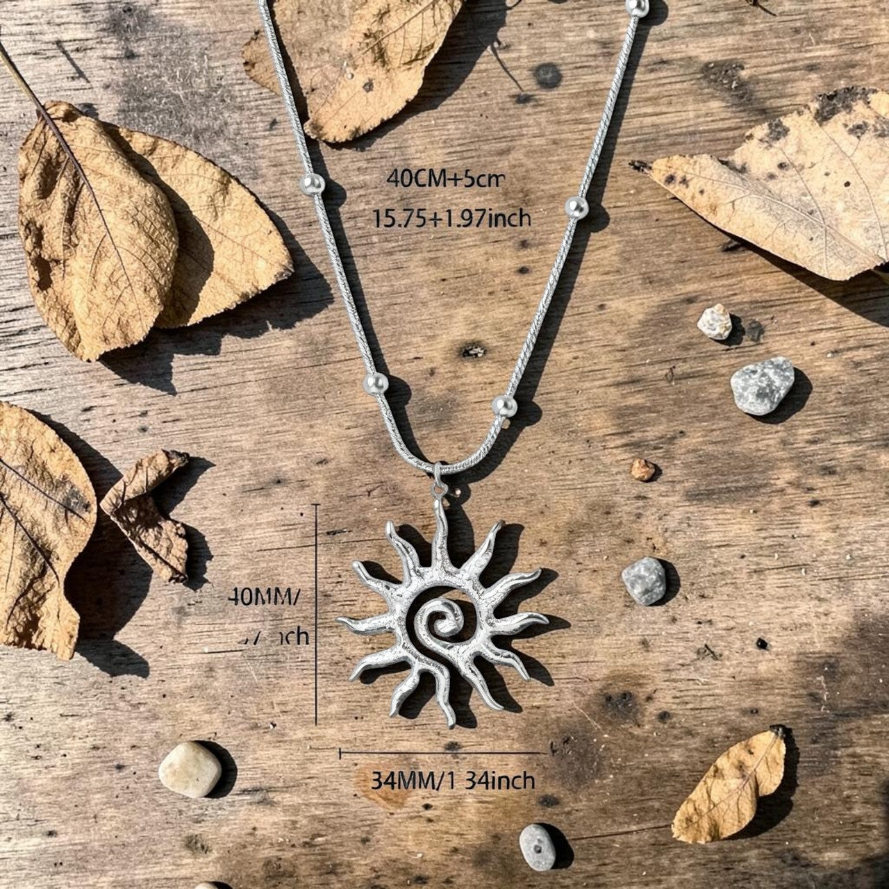 Silver sunny beach  304 Stainless Steel Non Tarnish Pendant Necklace