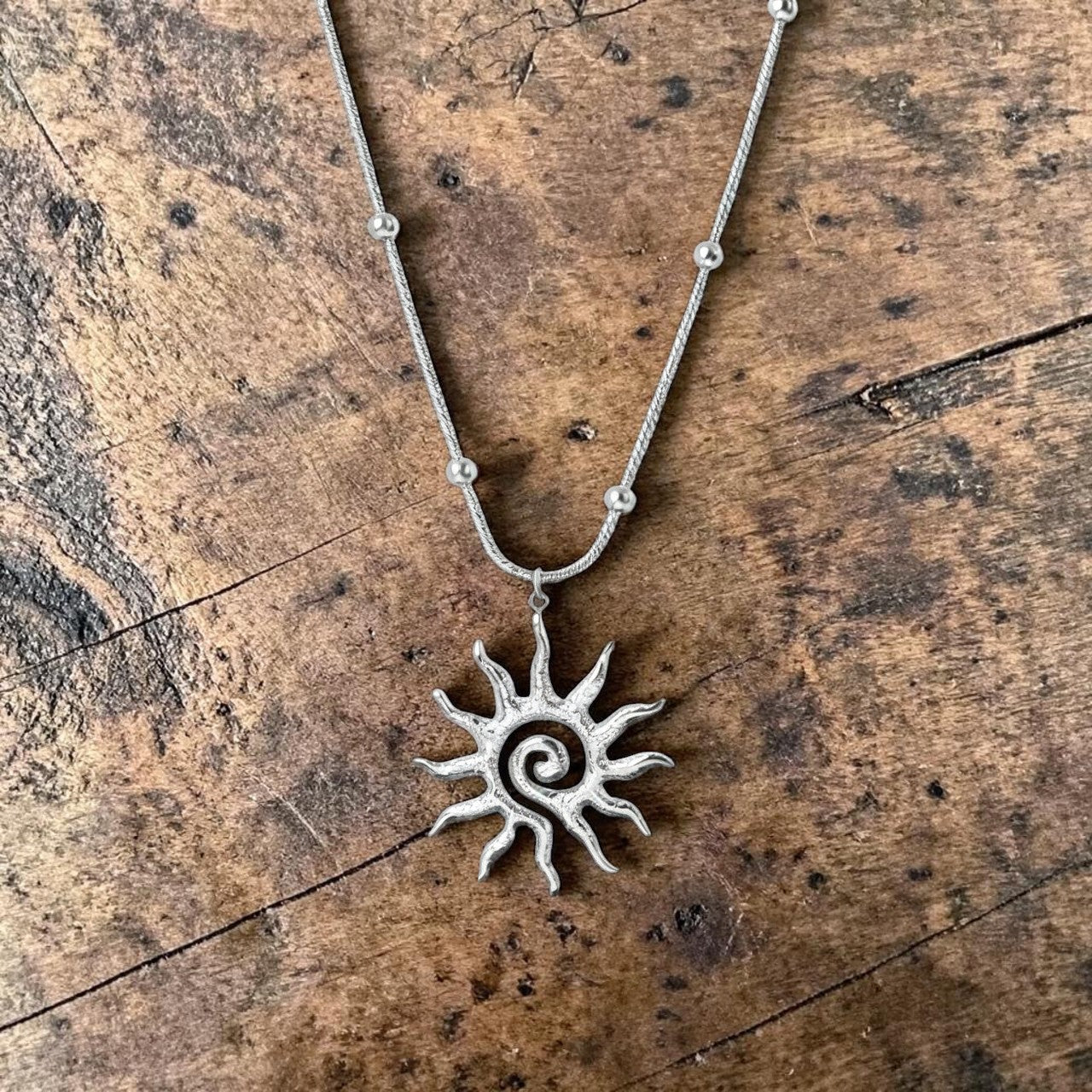 Silver sunny beach  304 Stainless Steel Non Tarnish Pendant Necklace