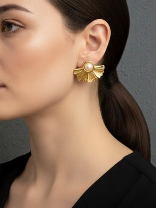 Cute Bow with pearl earrings 304 stainless steel