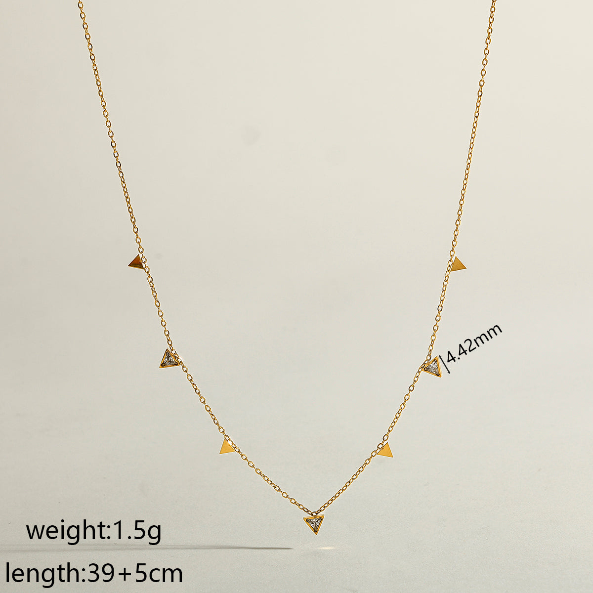 Traingle cut diamond stones  304 Stainless Steel Non Tarnish Pendant Necklace