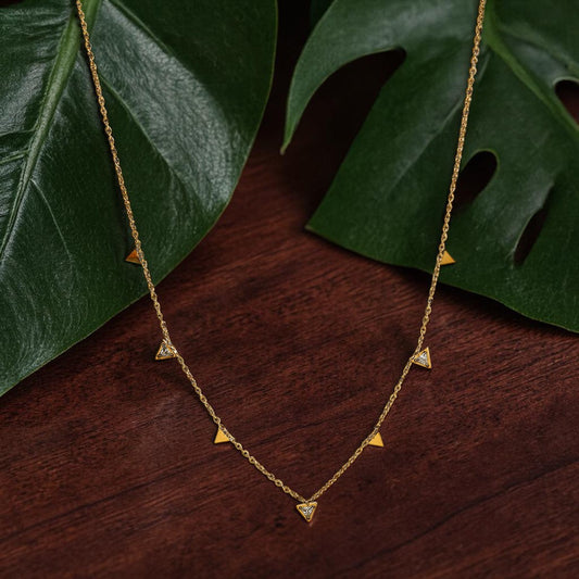 Traingle cut diamond stones  304 Stainless Steel Non Tarnish Pendant Necklace
